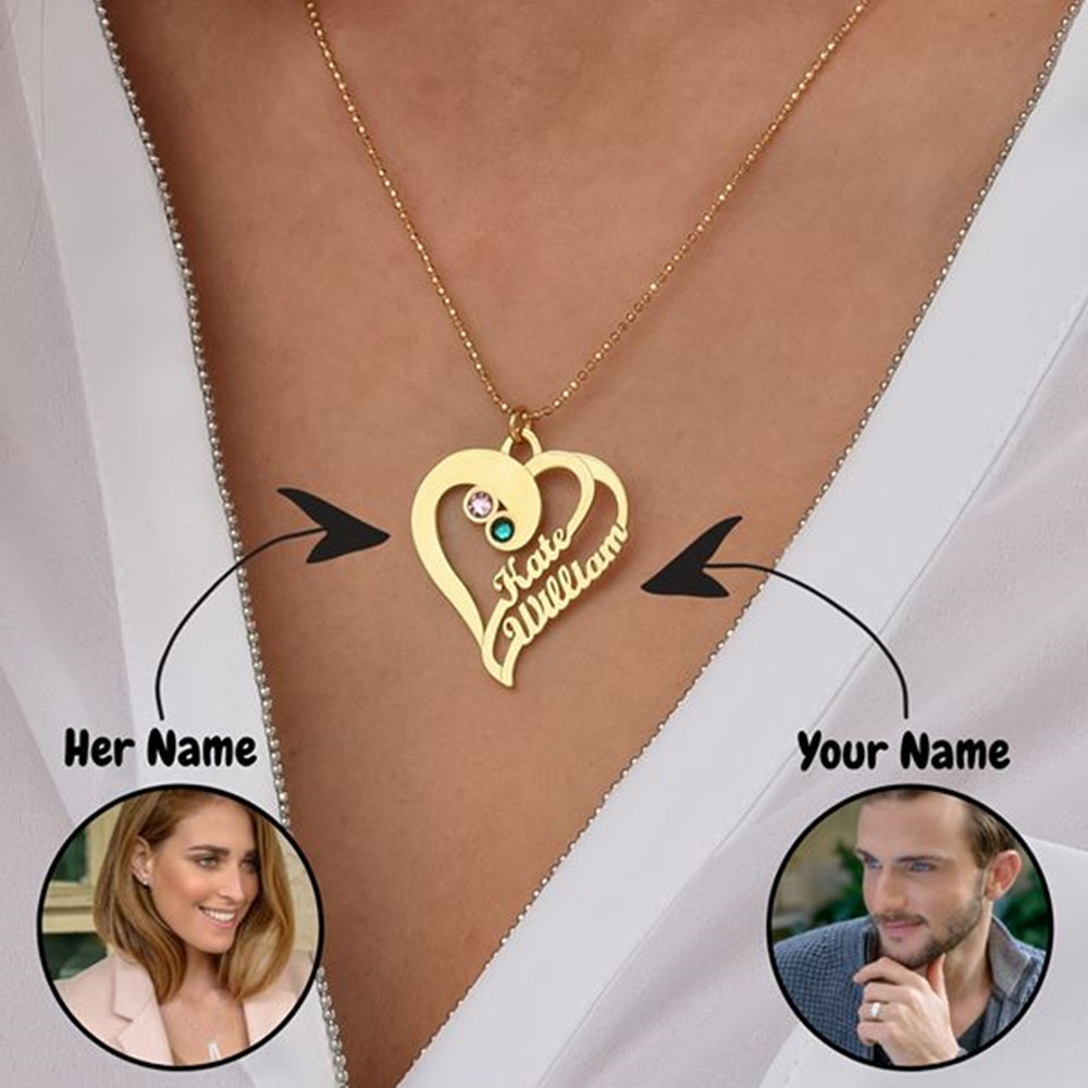Two Hearts Forever One Necklace - Gold Plated - Image 3