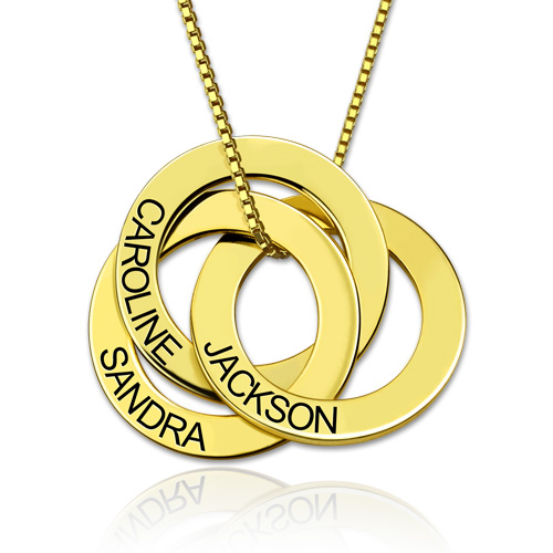 Collana con anello russo con incisione - Placcato in oro rosa
