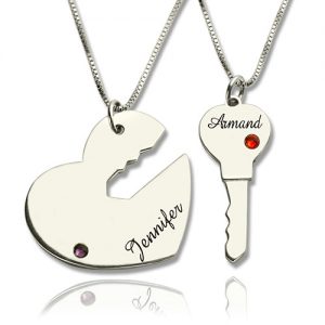 Set di ciondolo chiave per il mio cuore per coppia in argento sterling 925