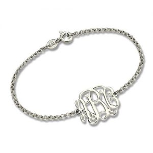 Bracciale monogramma personalizzato in argento sterling per lui / lei