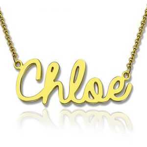 Collana con nome stile corsivo placcata oro 18 carati