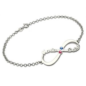 Braccialetto personalizzato Infinity 2 con nomi e pietre preziose