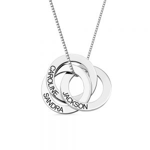 Russian Ring Necklace with Engraving in Sterling Silver