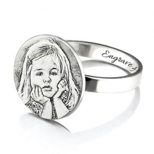 Personalized Photo Engraved Ring Memorial Gift for New Mom