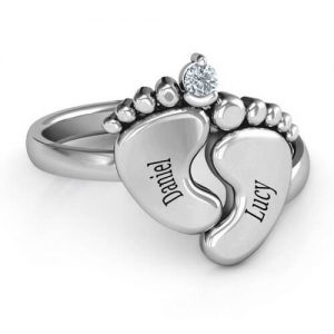 Toe-tally In Love Incisione anello di impronta Birthstone