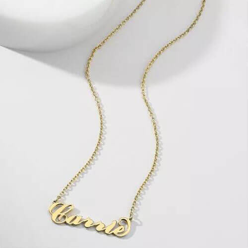 "Carrie" Style Name Necklace 14K Gold Plated