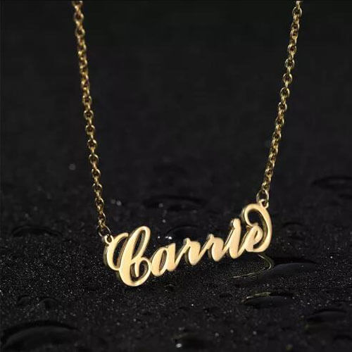 "Carrie" Style Name Necklace 14K Gold Plated