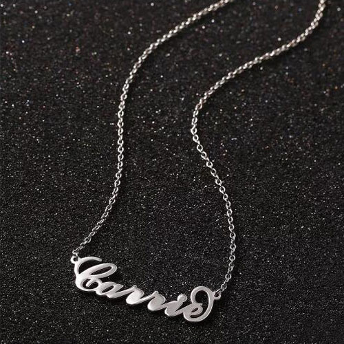 "Carrie" Style Name Necklace Silver