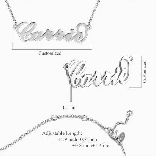 "Carrie" Style Name Necklace Silver