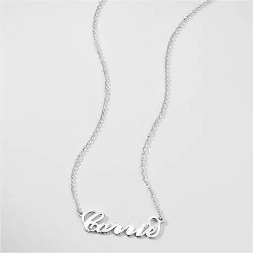 "Carrie" Style Name Necklace Silver