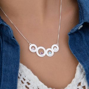Collana Circles con incisioni e pietre preziose in argento sterling