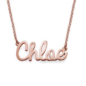Collana con nome corsivo in placcatura in oro rosa