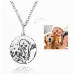 Collana per foto con intaglio a ombra rotonda incisa in argento