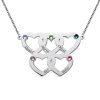 Engraved Five Hearts Necklace With Birthstones