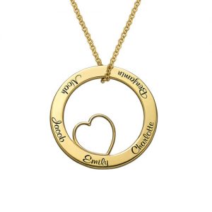 Collana con ciondolo Family Love Circle con placcatura in oro