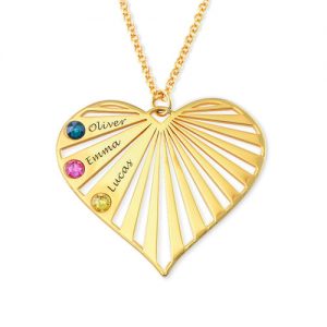 Collana di famiglia con pietre di nascita in placcatura in oro