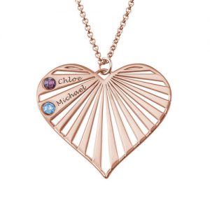 Collana di famiglia con pietre di nascita placcate in oro rosa