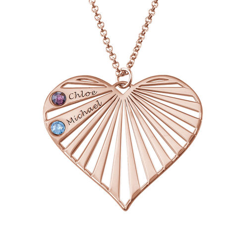 Collana di famiglia con pietre di nascita placcate in oro rosa