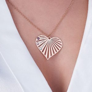 Collana di famiglia con pietre di nascita placcate in oro rosa