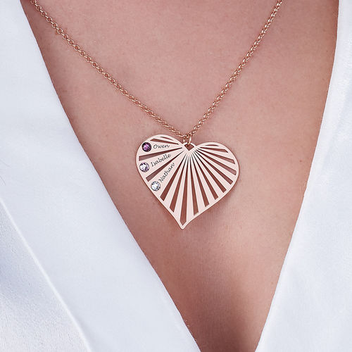 Collana di famiglia con pietre di nascita placcate in oro rosa