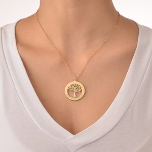 Collana albero della vita placcata oro con pietre di nascita