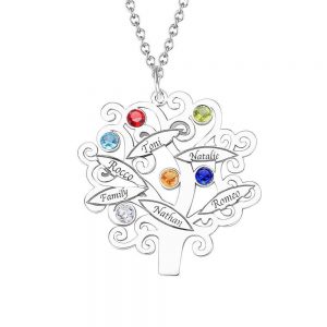Collana personalizzata in argento sterling con albero genealogico