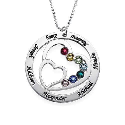 Collana cuore per cuore Birthstone per mamme