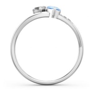Anello gemma doppio cuore con accenti