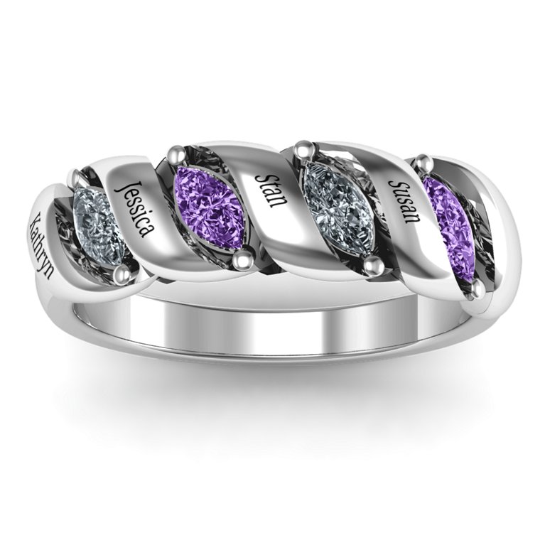 Anello a righe marquise a spirale