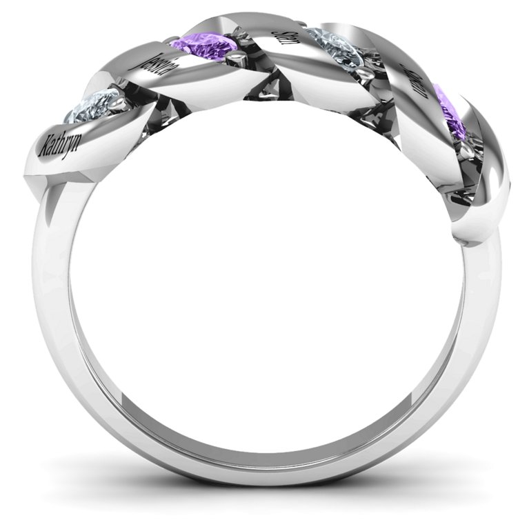 Anello a righe marquise a spirale