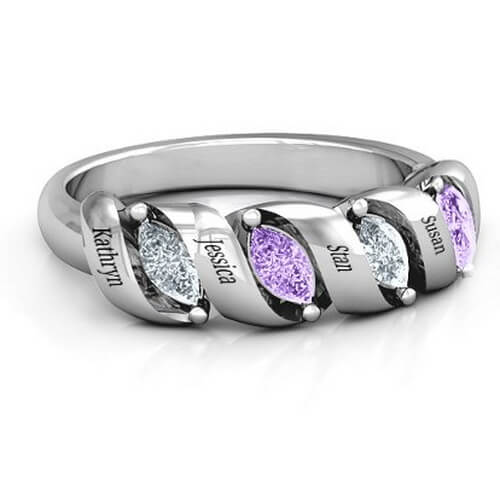 Anello a righe marquise a spirale