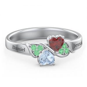 Anello Cuore di cuori con pietre di accento