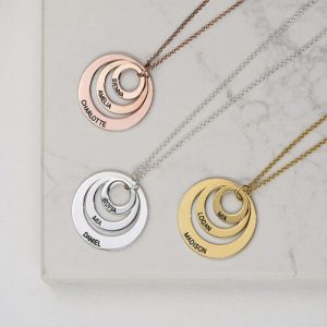 Collana a tre dischi con placcatura in oro rosa