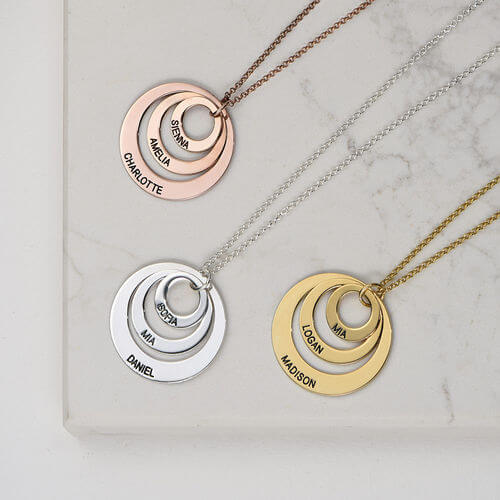 Collana a tre dischi con placcatura in oro rosa