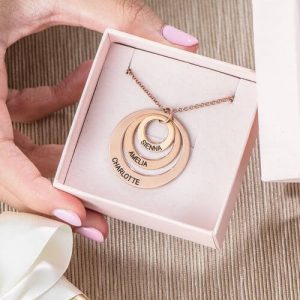Collana a tre dischi con placcatura in oro rosa