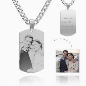 Collana da uomo con etichetta incisa con foto in acciaio inossidabile con incisione