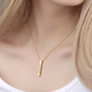Collana con barra incisa 3D in placcatura in oro