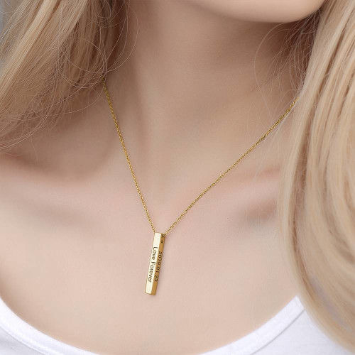Collana con barra incisa 3D in placcatura in oro