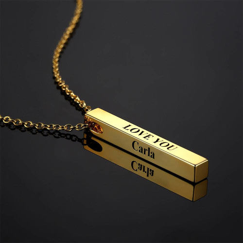 Collana con barra incisa 3D in placcatura in oro