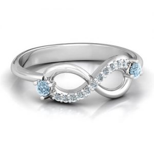 Anello di accento infinito a doppia pietra