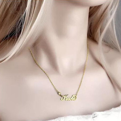 Collana personalizzata con nome Birthstone placcata in oro 14k