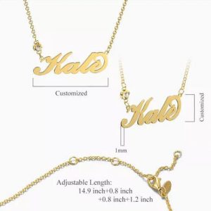 Collana personalizzata con nome Birthstone placcata in oro 14k