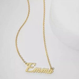 Collana con nome personalizzato placcato in oro 14k