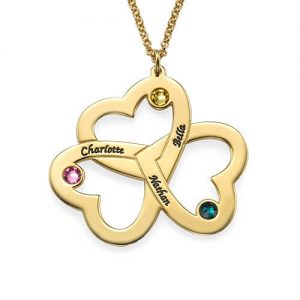 Collana personalizzata a triplo cuore con placcatura in oro