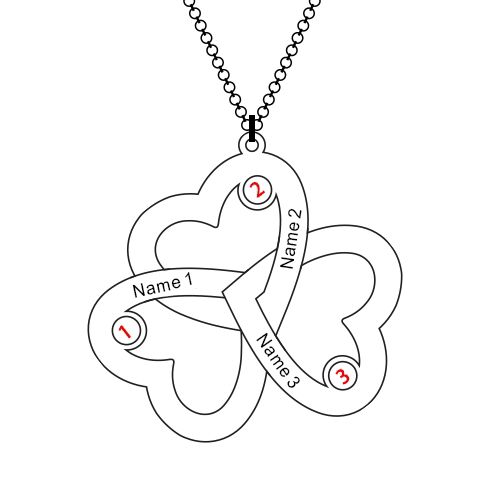 Collana personalizzata a triplo cuore con placcatura in oro rosa