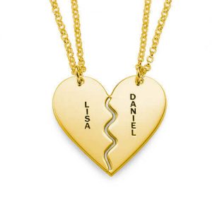 Breakable Heart Necklace Set - Gold Plated