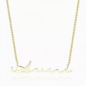 Collana con nome stile firma placcato in oro 14 carati