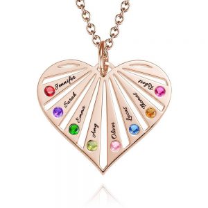 Collana di famiglia con pietre di nascita placcate in oro rosa