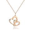Collier gravé deux cœurs avec placage en or rose