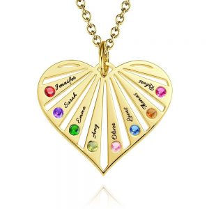 Collana di famiglia con pietre di nascita in placcatura in oro